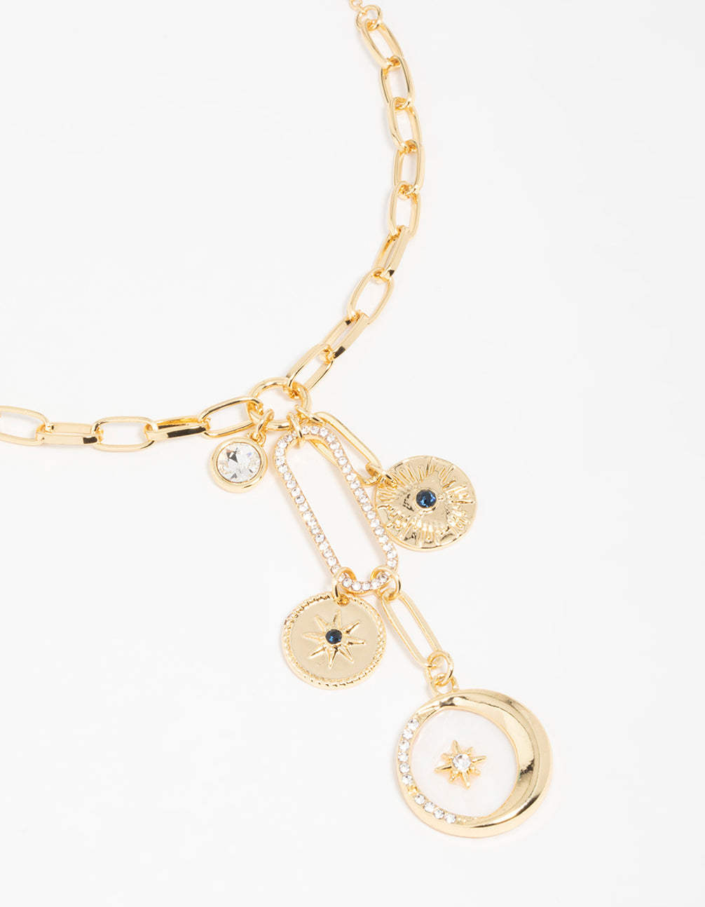 Gold  Triple Coin Heart Necklace