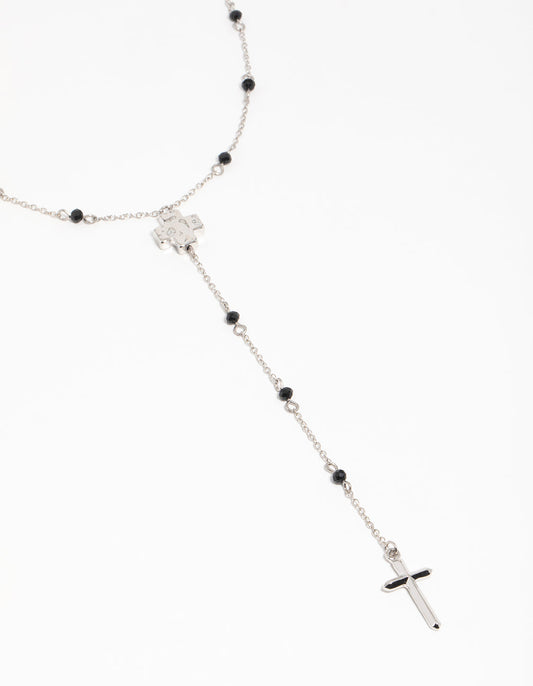 Silver Cross Station Y-Necklace
