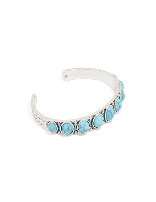 Silver Turquoise Stone Wrist Cuff
