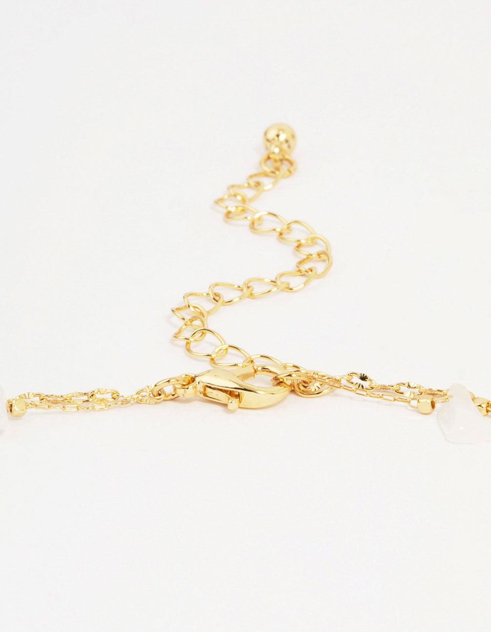Gold Plated Brass Semi Precious Chain Layered Necklace