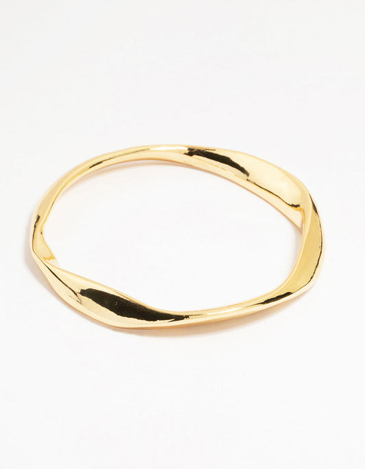 Gold Plated Brass Statement Wavy Bangle
