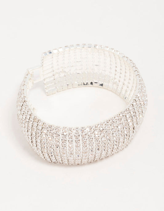 Silver Diamante Thick Cupchain Bracelet