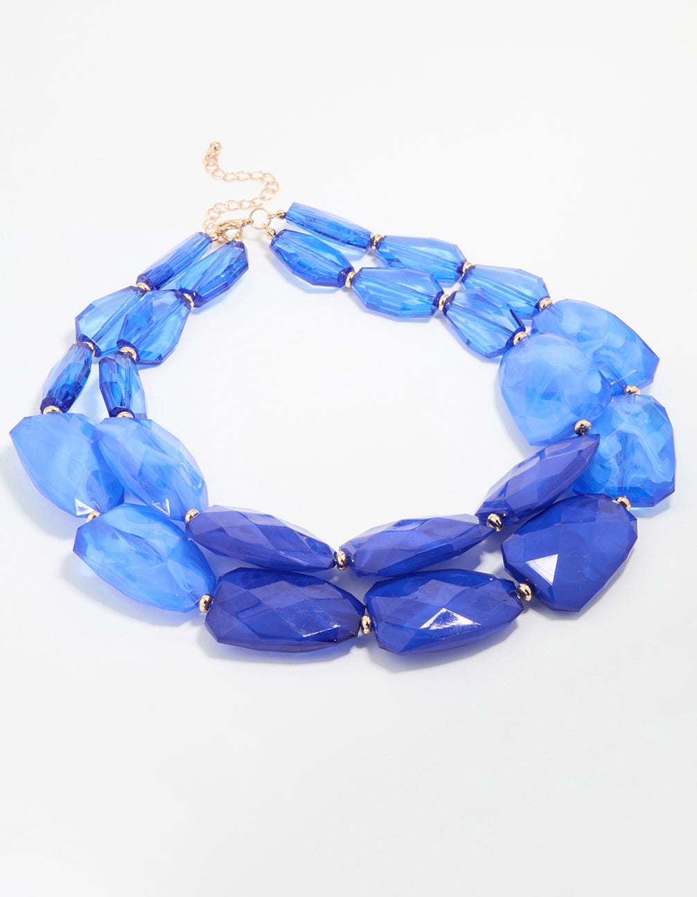 Blue Acrylic Bead Layered Necklace