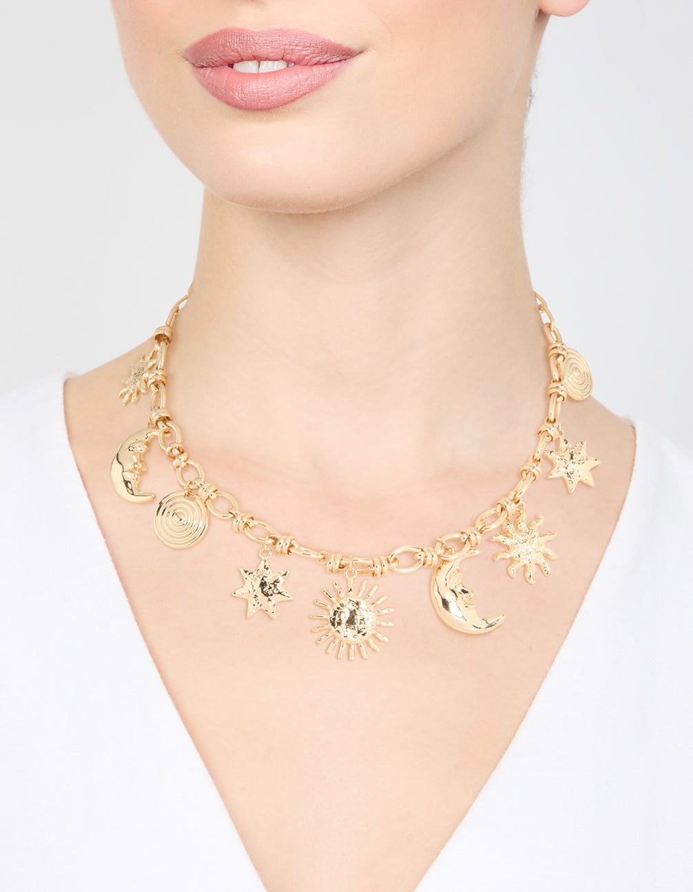 Gold Molten Celestial Charm Necklace