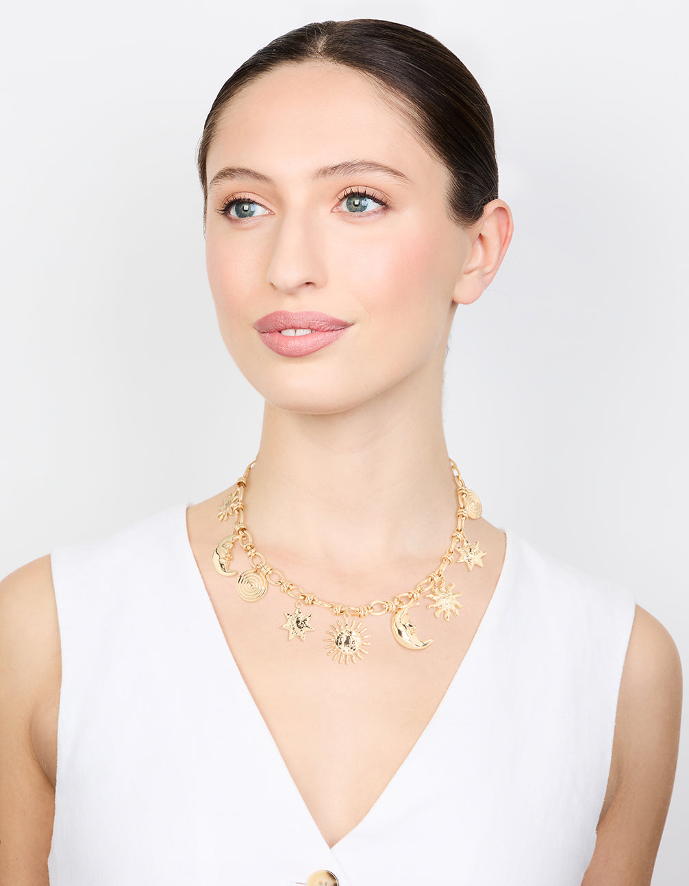 Gold Molten Celestial Charm Necklace