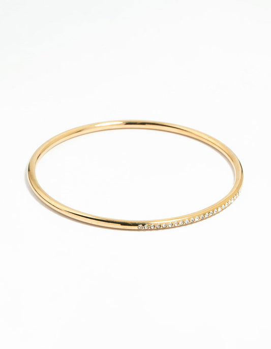 Waterproof Gold Plated Stainless Steel Diamante Bangle