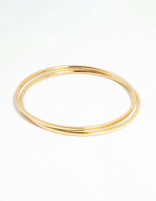 Waterproof Gold Plated Stainless Steel Clean Bangles 2-Pack