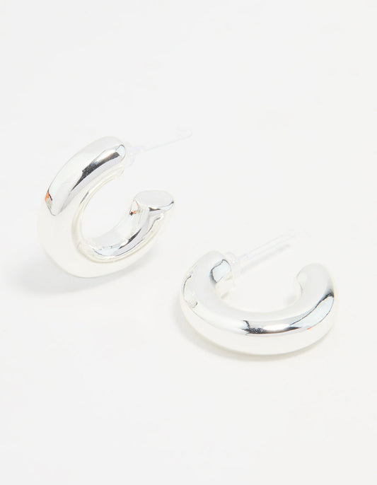 Silver Small Smooth Hoop Earrings