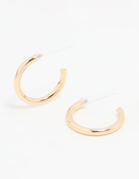 Gold Smooth Large Hoop Earrings