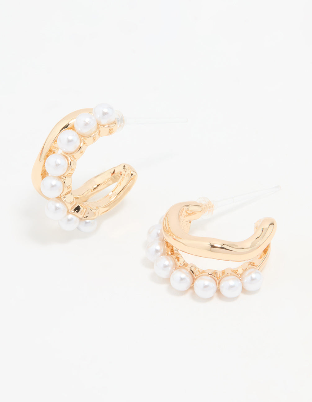 Gold Pearl Hoop Earrings