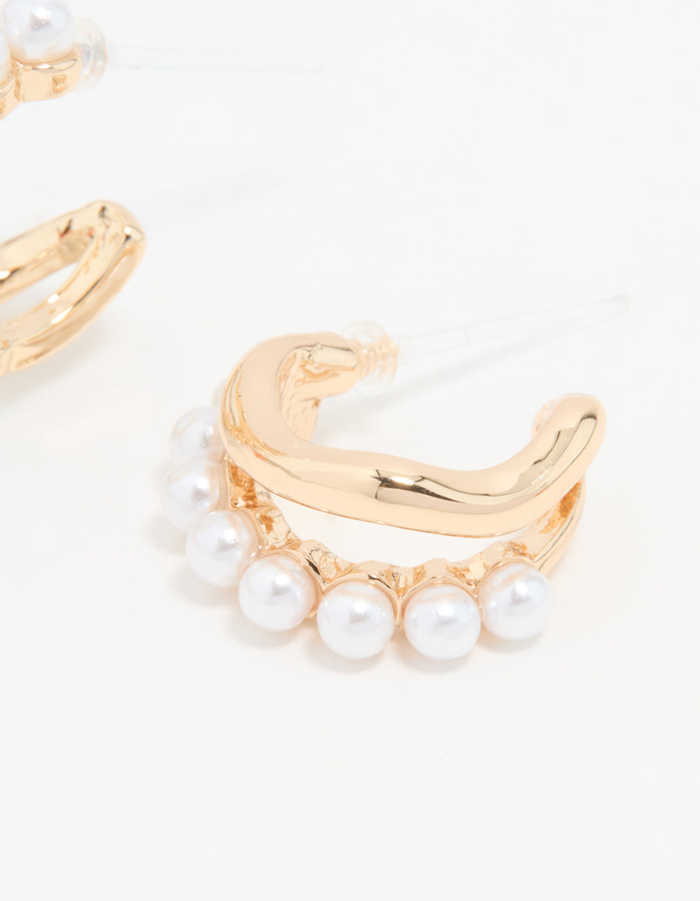 Gold Pearl Hoop Earrings