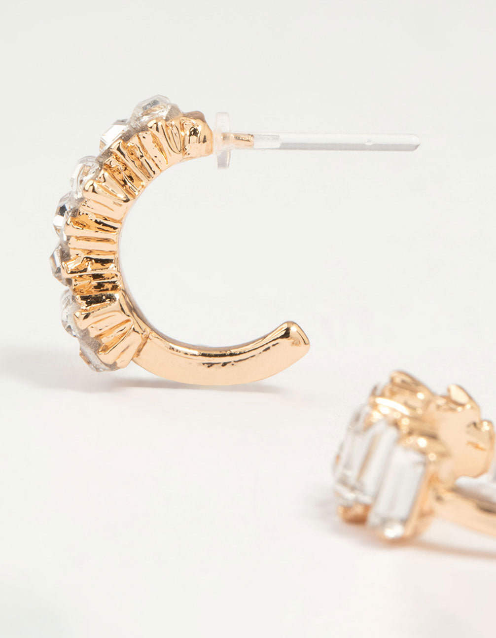Gold Thick Diamante Hoop Earrings