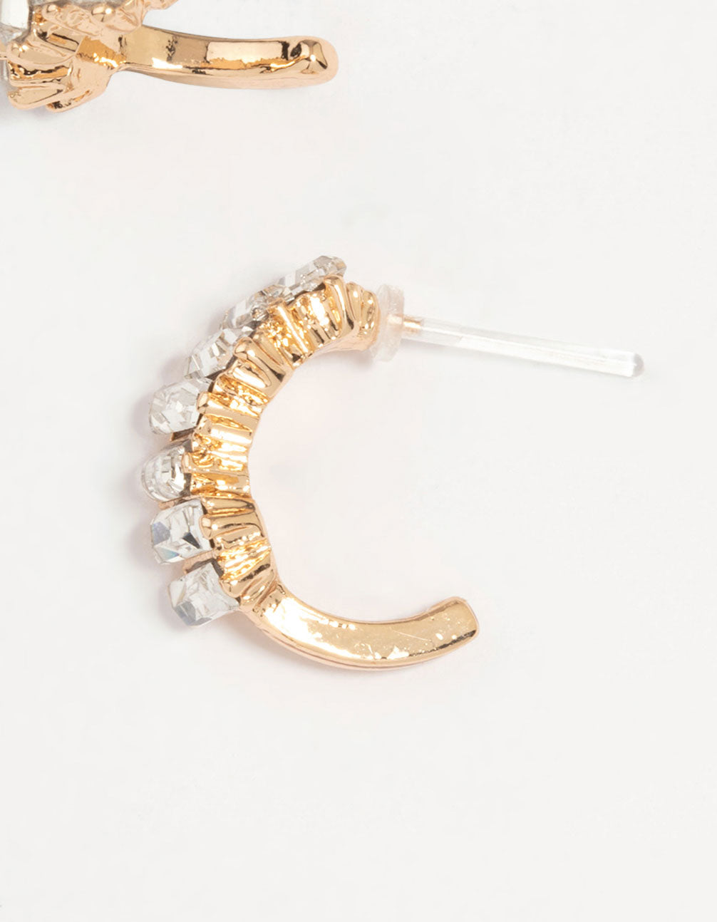 Gold Thick Diamante Hoop Earrings