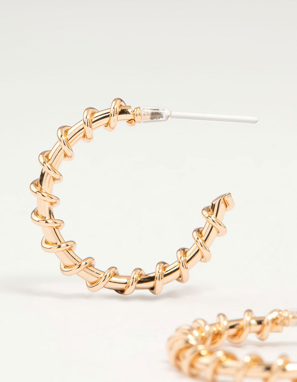 Gold Twist Hoop Drop Earrings