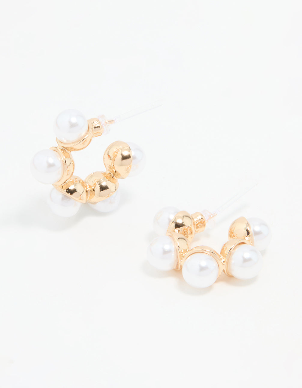 Gold Mini Pearl Hoop Earrings