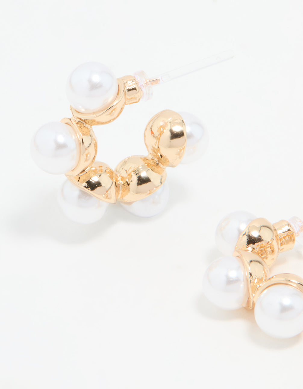 Gold Mini Pearl Hoop Earrings