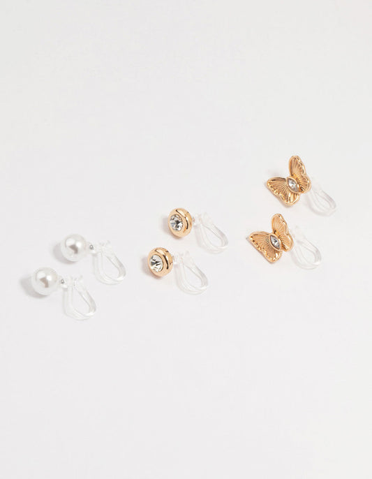 Gold Butterfly Ear Cuff 3-Pack
