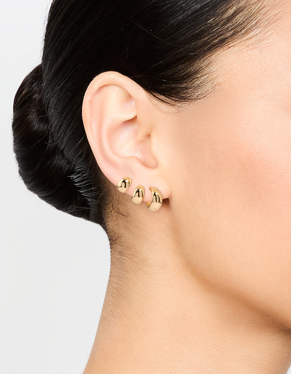 Gold Smooth Hoop Earrings 3-Pack