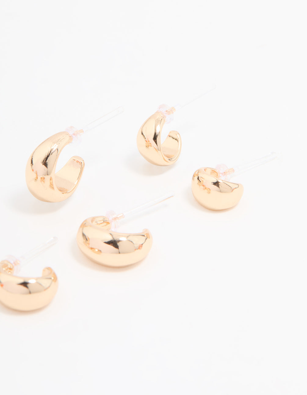 Gold Smooth Hoop Earrings 3-Pack