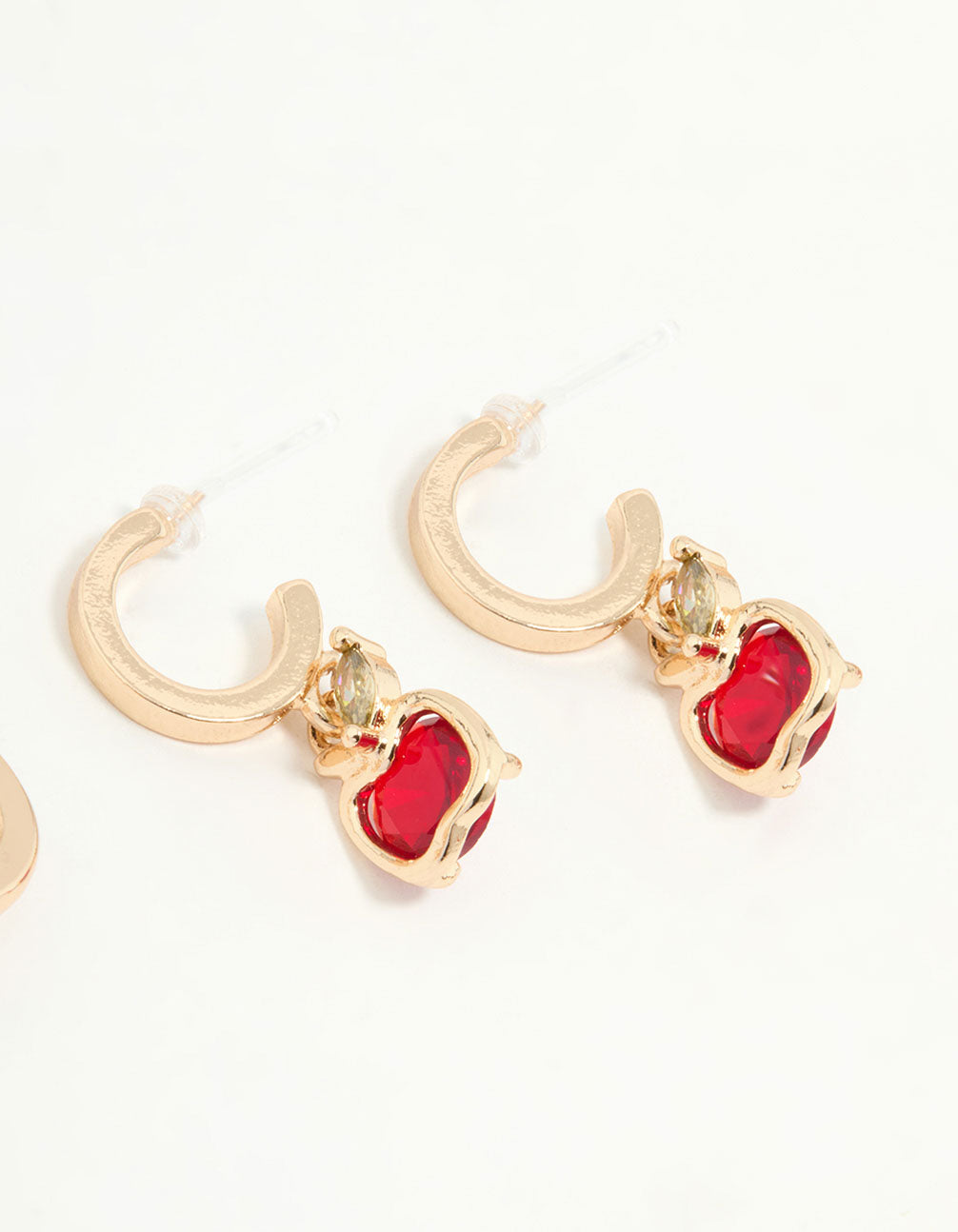 Gold Apple & Cherry Hoop Earrings 3-Pack
