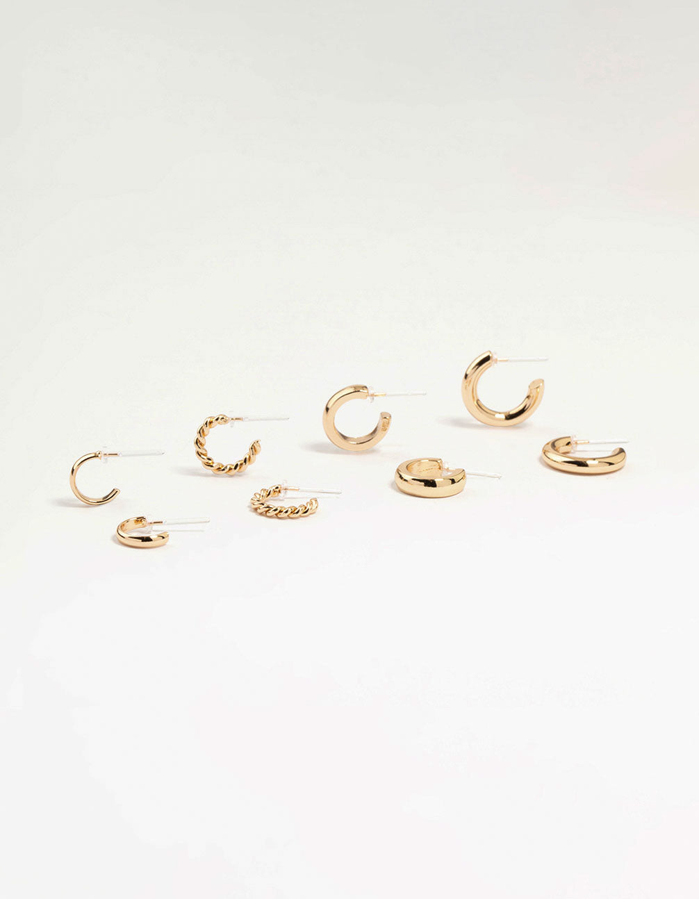 Gold Mixed Hoop Earrings 4-Pack