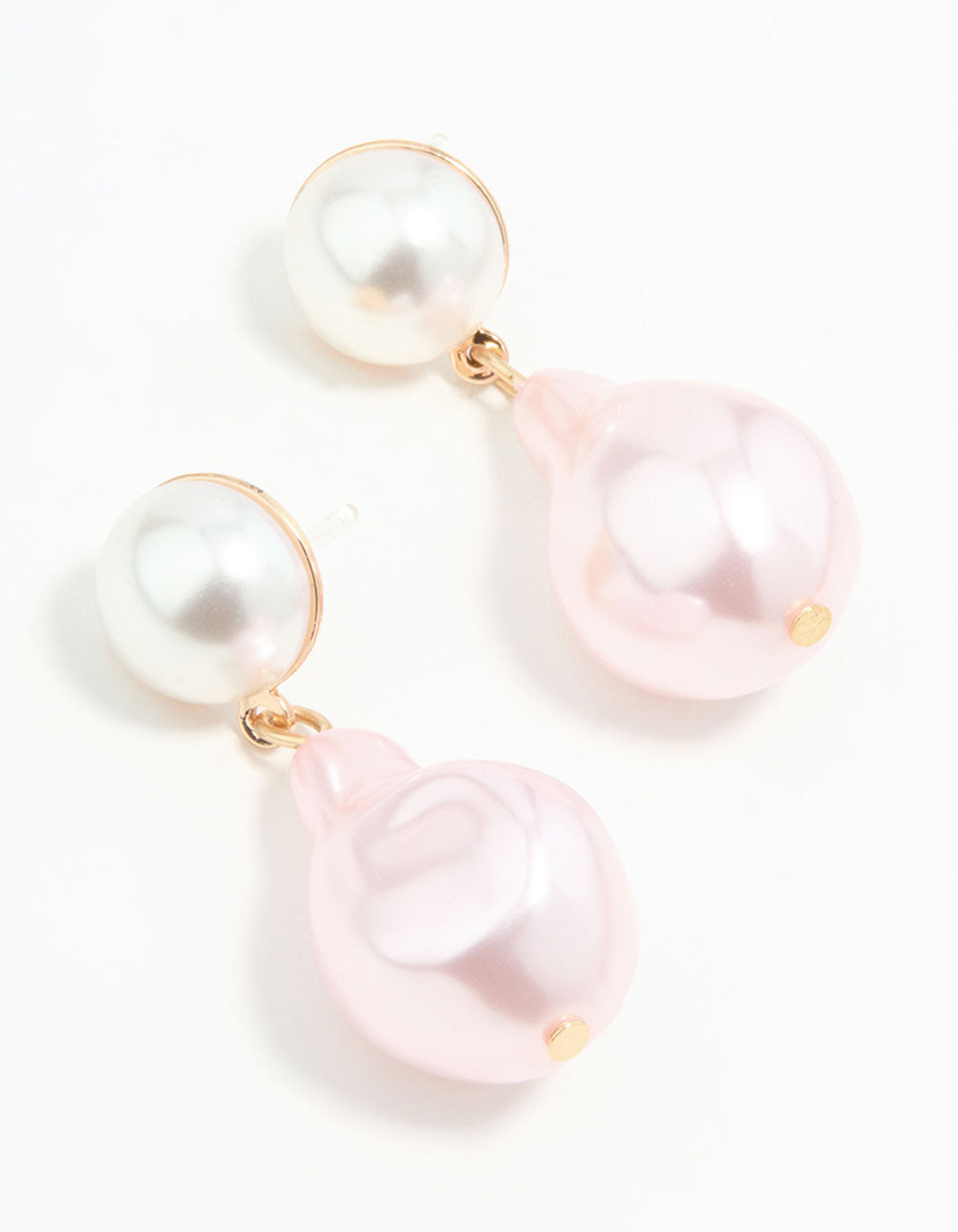 Gold Pink Pearl Drop Earrings