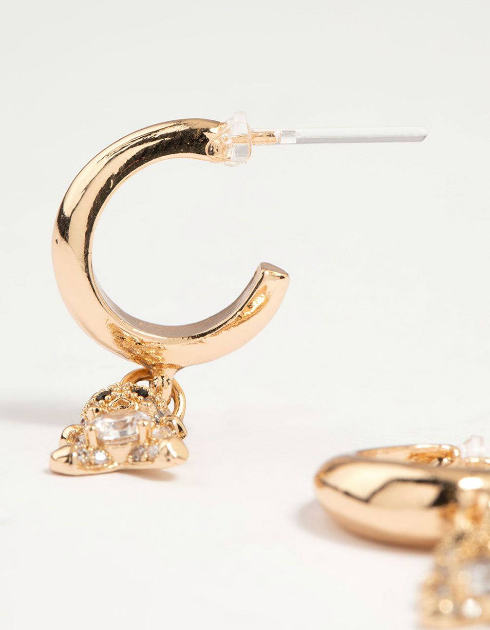 Gold Cubic Zirconia Bear Drop Earrings