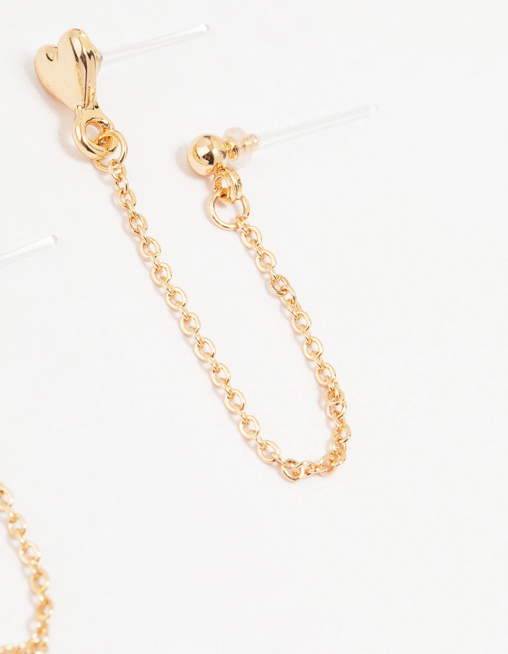 Gold Cubic Zirconia Chain Stud Earrings 4-Pack
