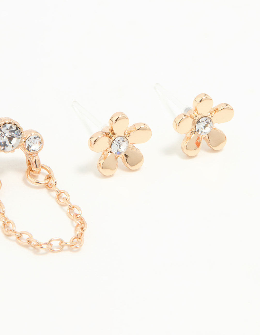 Gold Flower & Butterfly Earrings 3-Pack
