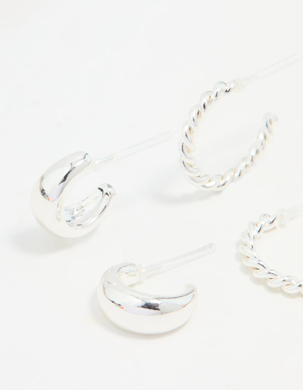 Silver Mixed Hoop Earrings 3-Pack
