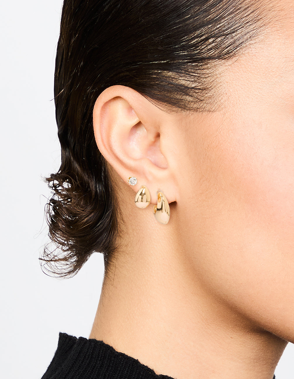 Gold Teardrop Diamante Earrings 3-Pack
