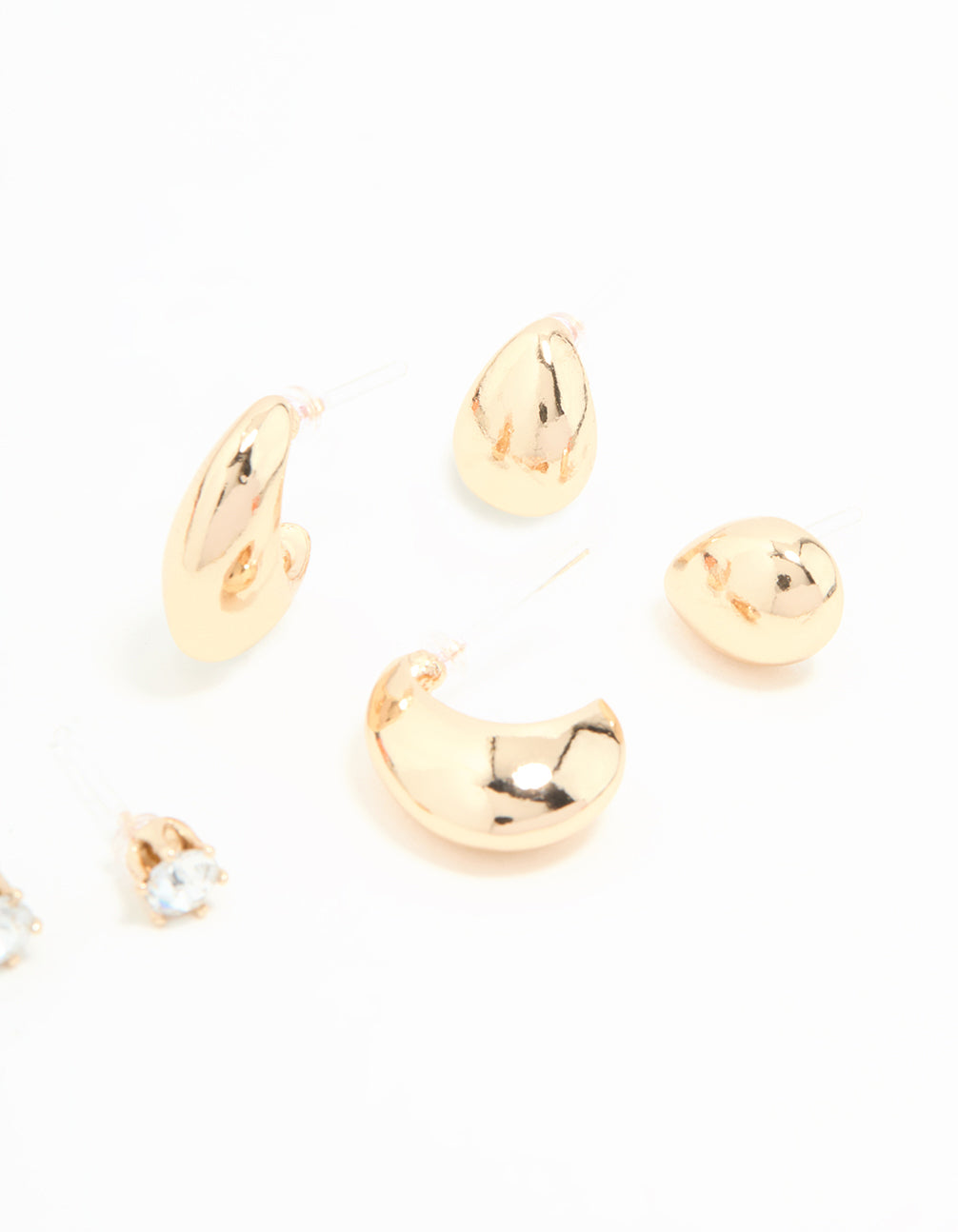 Gold Teardrop Diamante Earrings 3-Pack