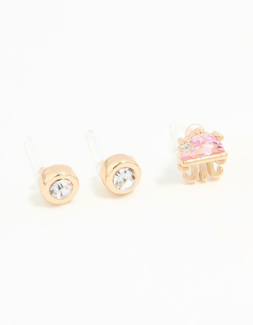 Gold Diamante Jellyfish & Shell Earrings 3-Pack