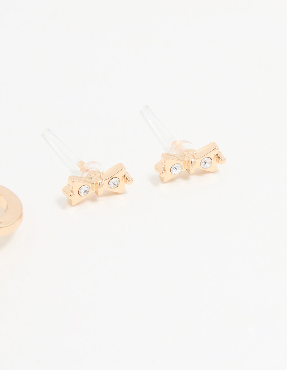 Gold Bow Diamante Hoop Earrings 3-Pack