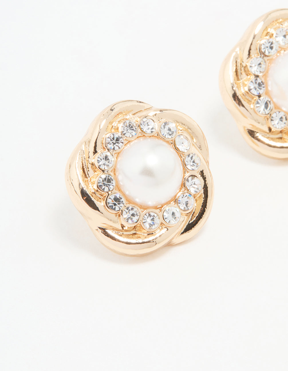 Gold Large Pearl Stud Earrings