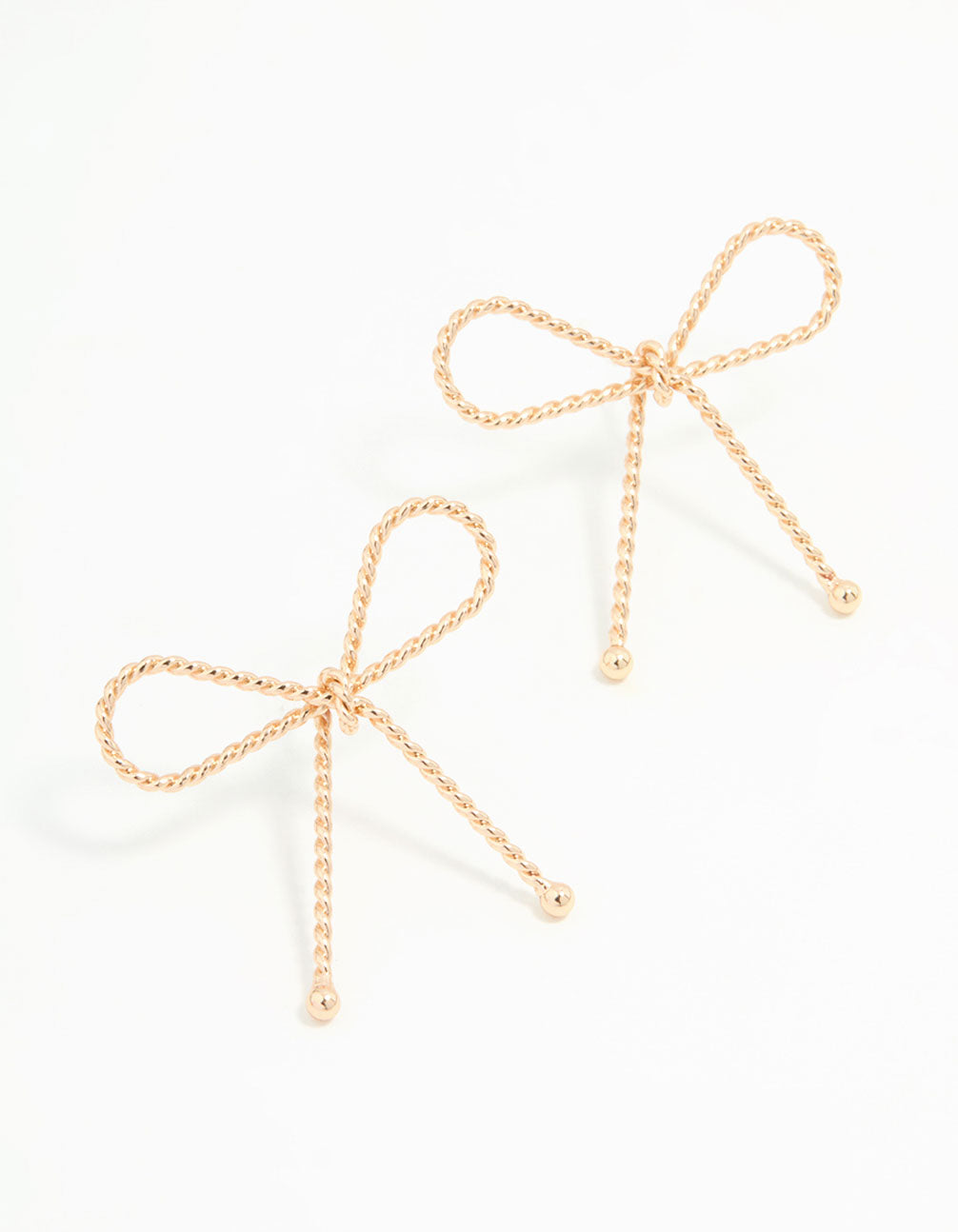 Gold Textured Bow Stud Earrings