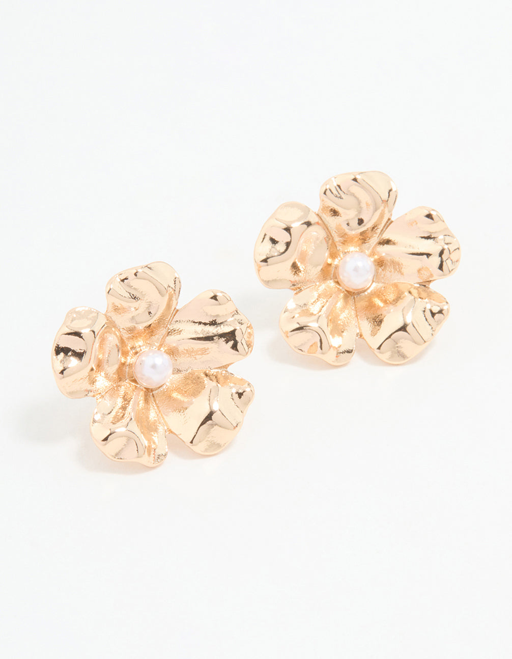 Gold Large Floral Stud Earrings