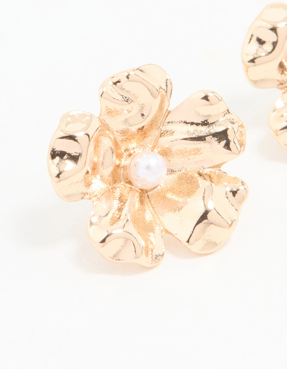 Gold Large Floral Stud Earrings