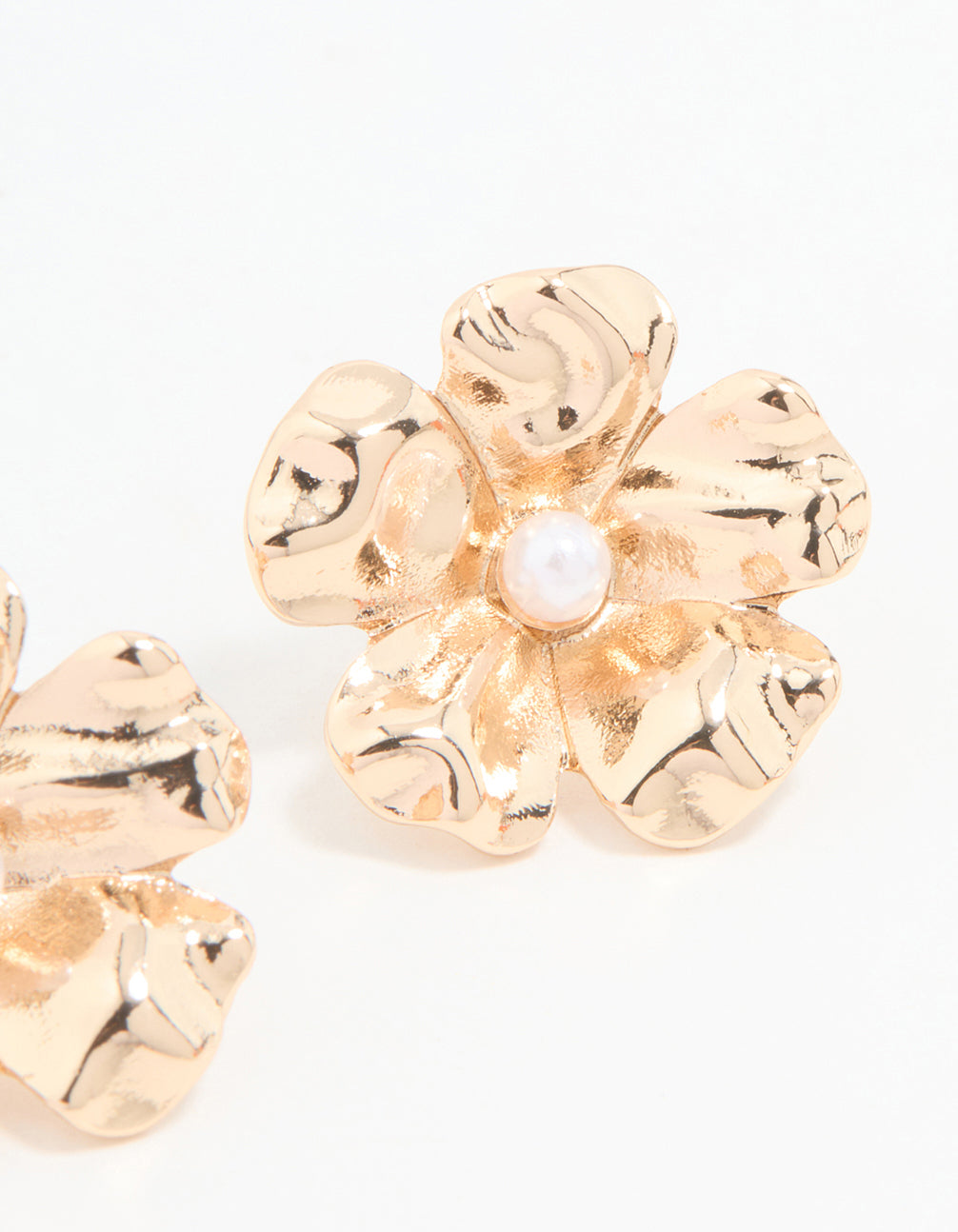 Gold Large Floral Stud Earrings