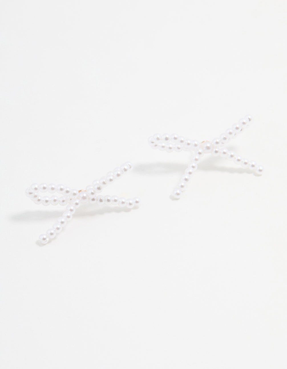 Gold Pearl Bow Stud Earrings