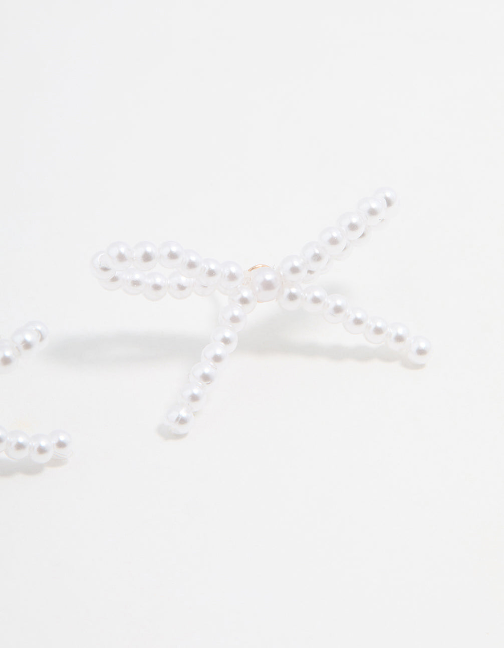 Gold Pearl Bow Stud Earrings