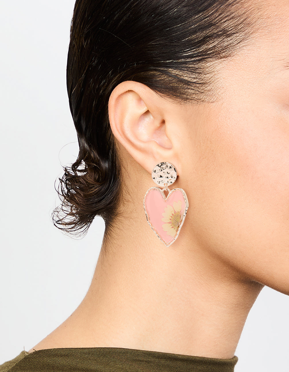 Rose Gold Pressed Flower Drop Earrings