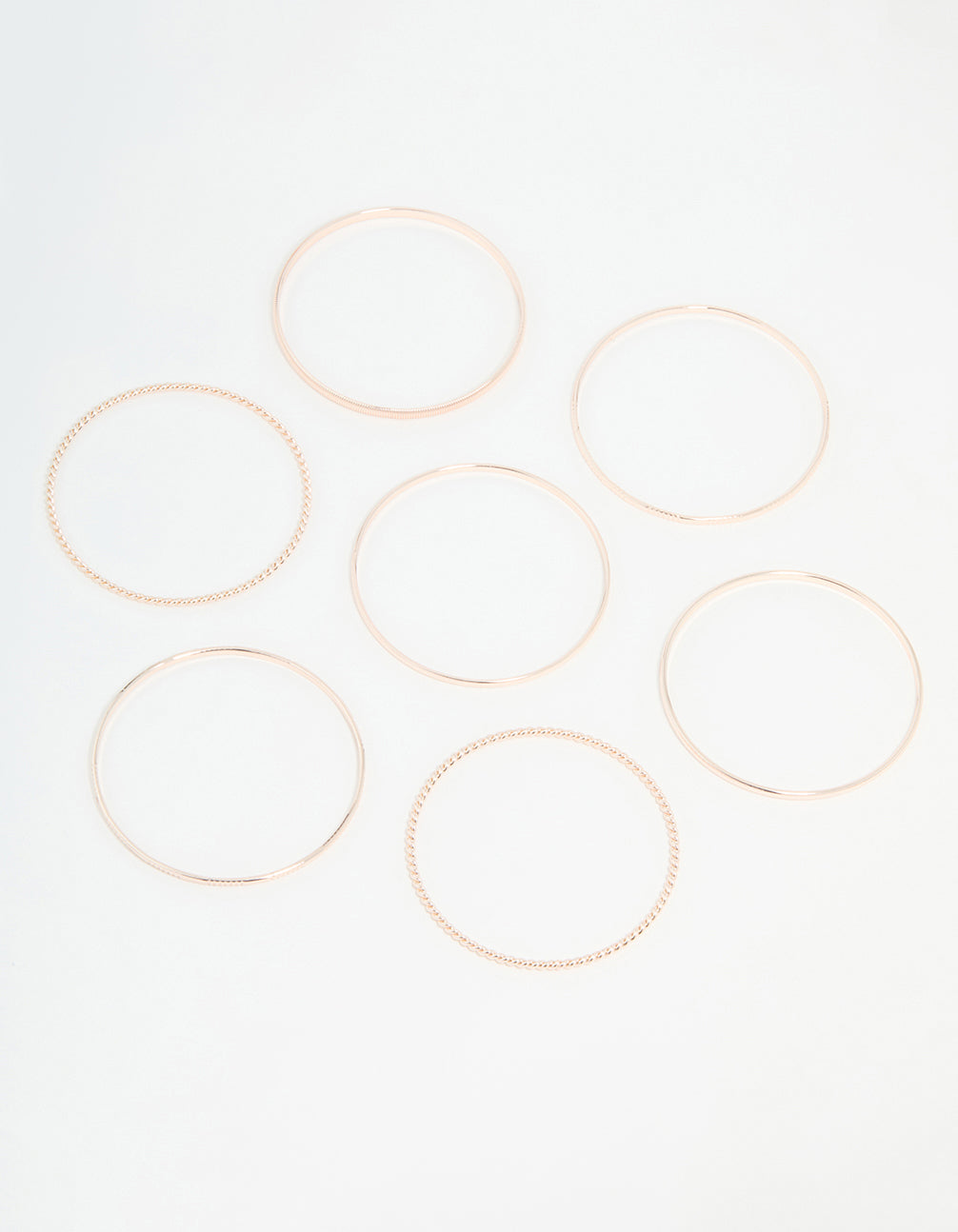 Rose Gold Mixed Textured Bangles 5-Pack