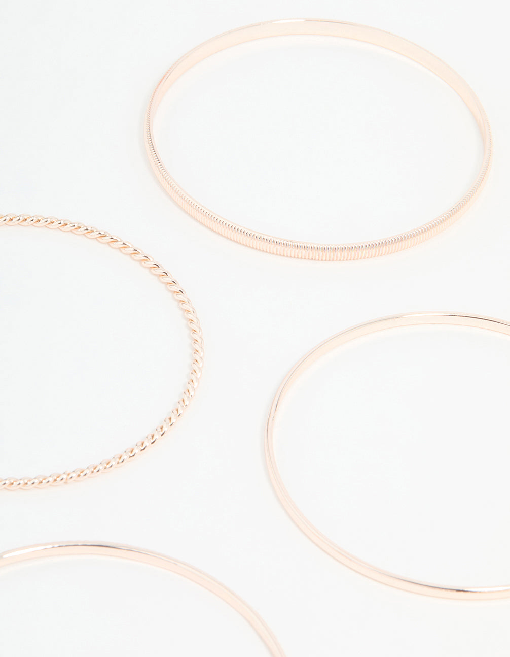 Rose Gold Mixed Textured Bangles 5-Pack