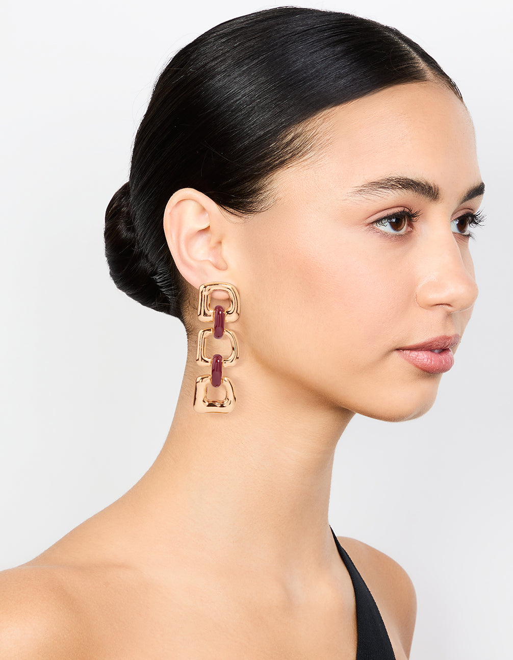 Gold Triple Chain Link Drop Earrings