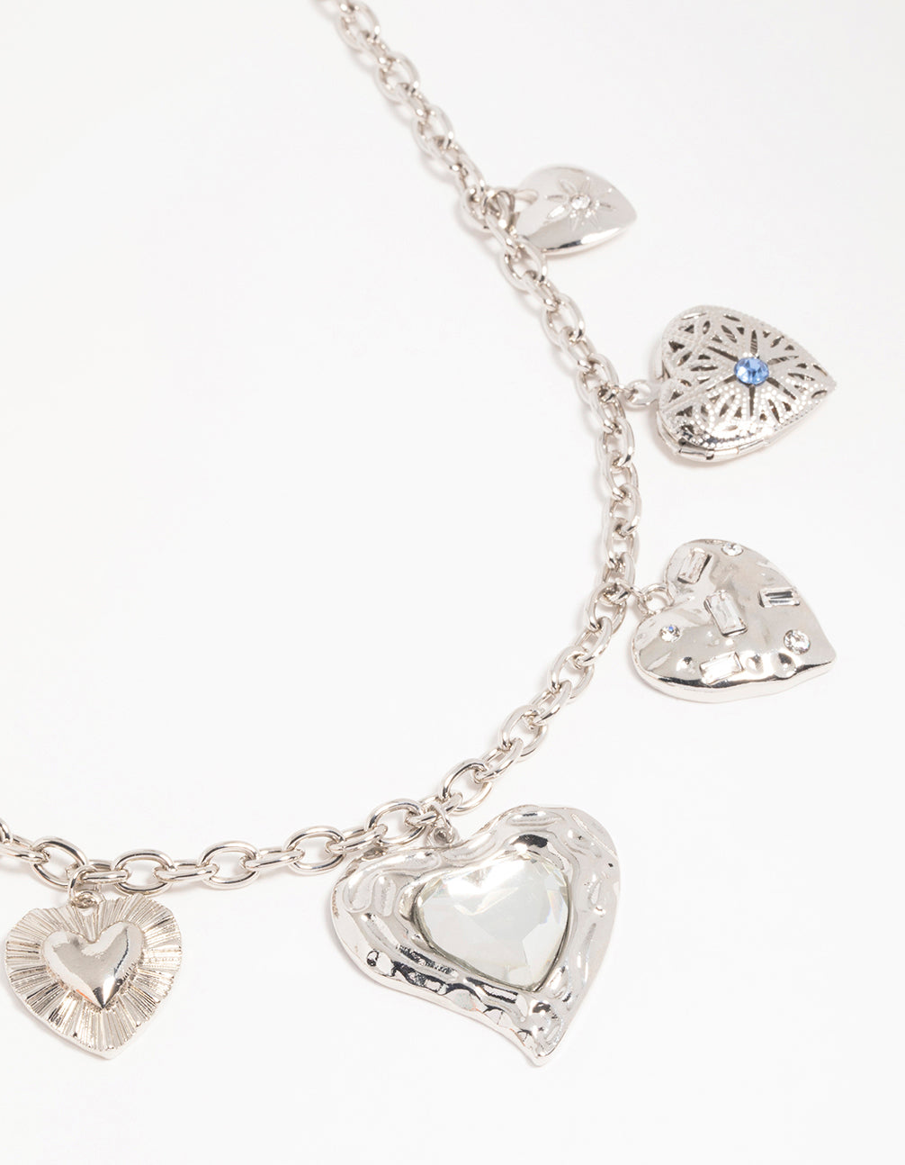 Silver Heart Charms Necklace