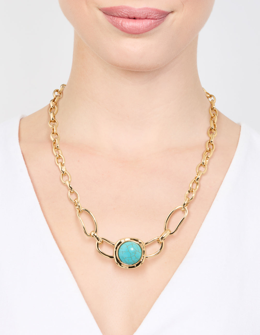 Gold Turquoise Pendant Necklace