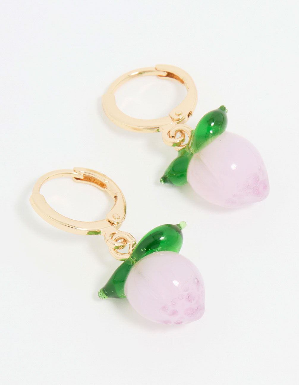 Gold Peach Beaded Huggie Earrings