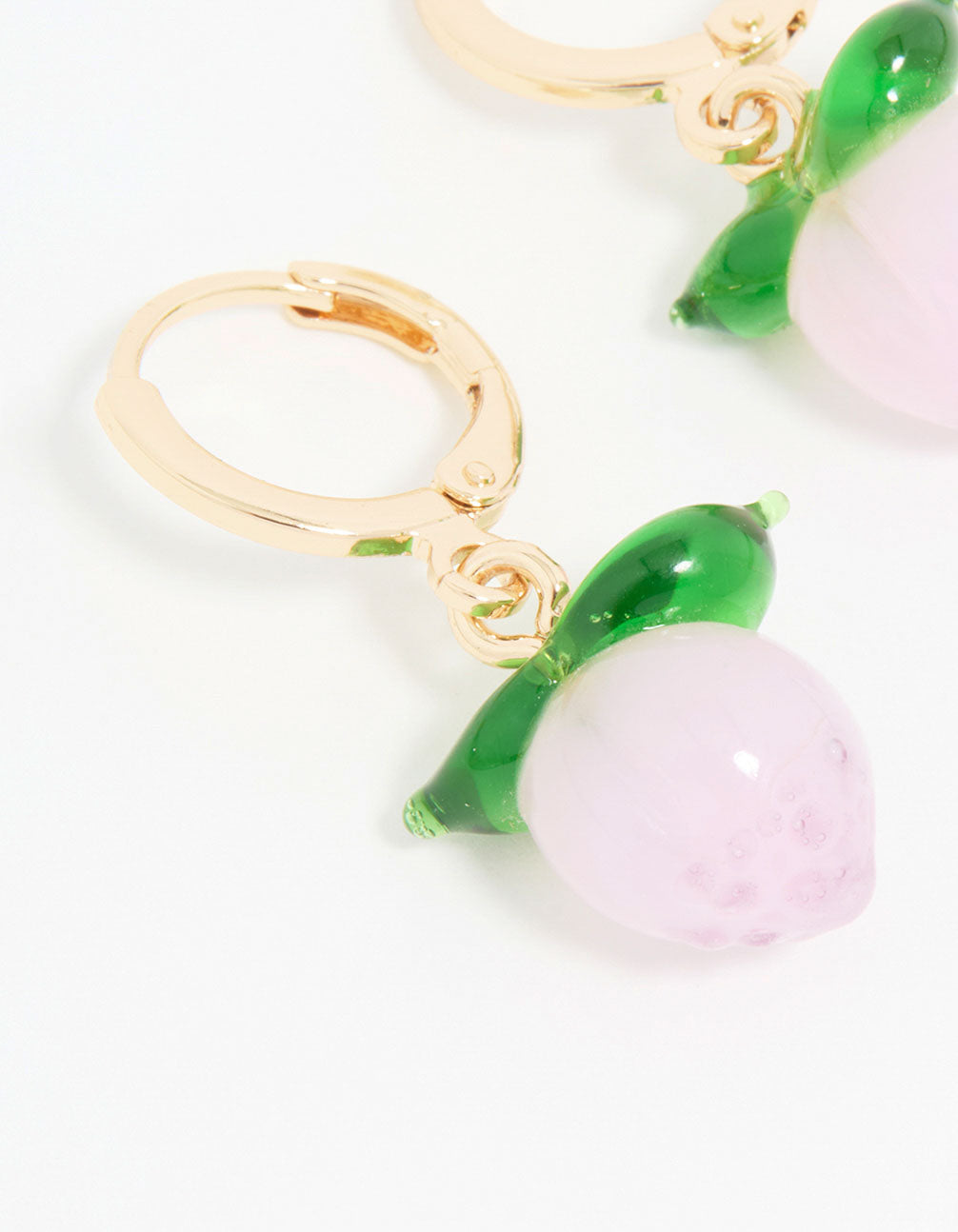 Gold Peach Beaded Huggie Earrings