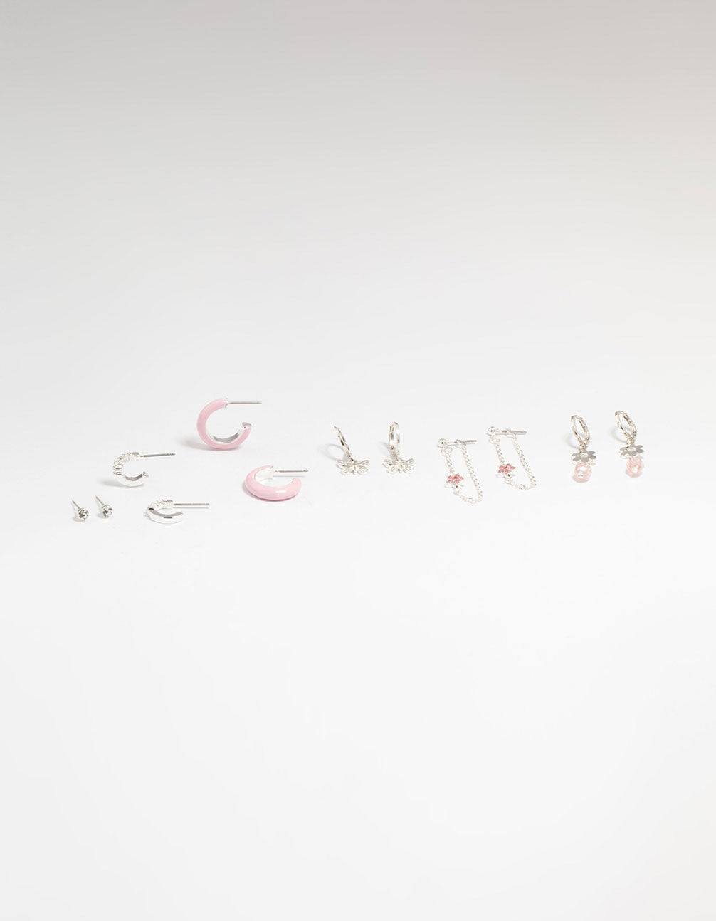 Silver Flower & Butterfly Mixed Earring Stack 6-Pack